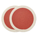 Encasa XO Dining Table Mats, Round Ribbed Cotton, Heat Resistant Coral Kafalo