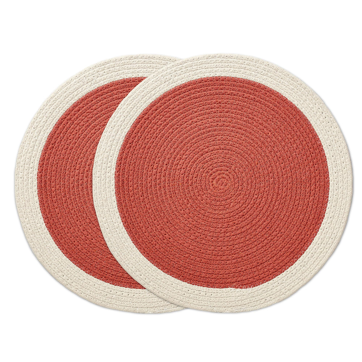 Encasa XO Dining Table Mats, Round Ribbed Cotton, Heat Resistant Coral Kafalo