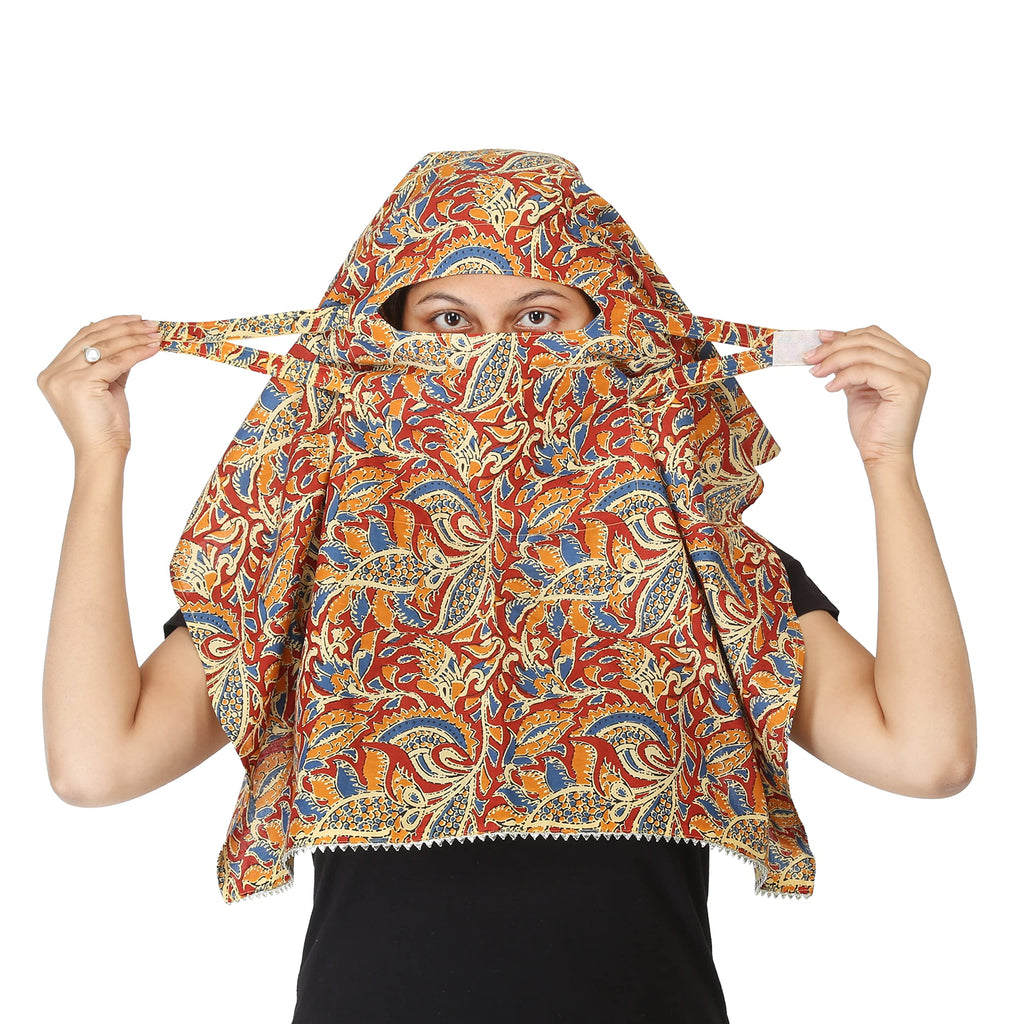 DEEPNYRA - LIVING STYLE Women's and Girl's Rayon Printed Scarf Cum Mask For Working Girls And Women (Light Grey)