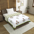 BLOCKS OF INDIA Hand Block Printed Cotton Single Size Reversible Malmal Dohar for Summer (Open Green Motif) Kafalo