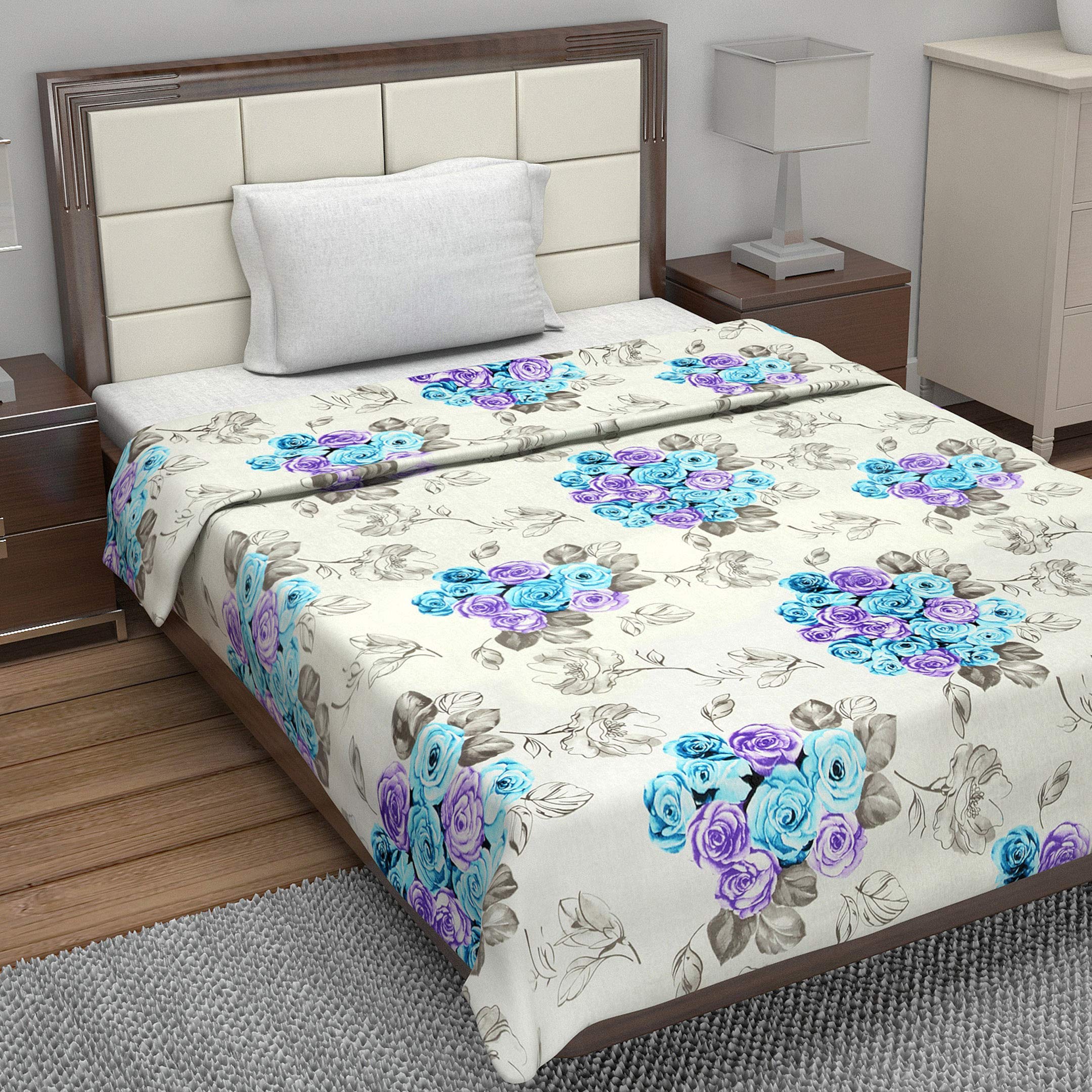 Divine Casa Cotton Reversible Blanket (Single_ Blue) Kafalo