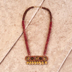 AAKRITI ART CREATIONS Heritage Drift Handcrafted Ethnic Necklace for Women | Hand-Painted Pendant with Beads | Boho Pendant Necklace for Women | Handmade Jewellery Gift