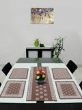 Saral Home Easy Living Cotton Dining Table Kitchen Placemats, 4 Mat -33X45Cm, 1 Runner43X120 Cm (Set of 5) - Brown Kafalo
