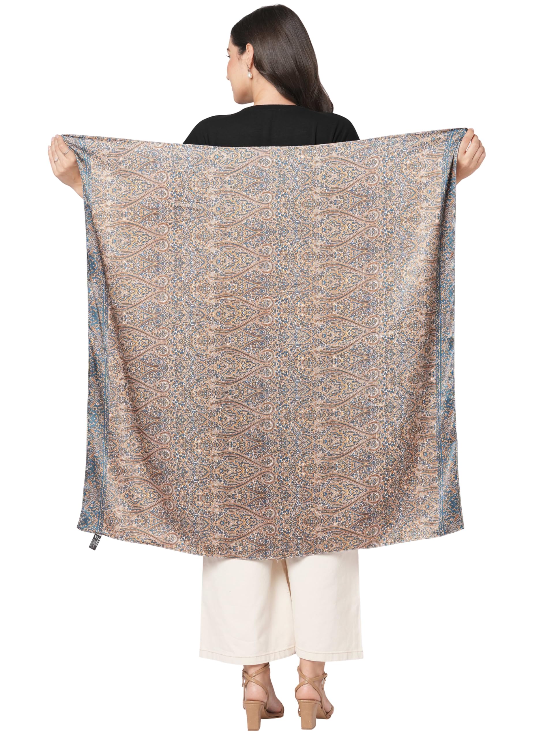 Sahil Fashion Women Luxury Square Scarf – Soft Silk Satin | Stylish Printed | Multi-Way Drape | 100x100 cm