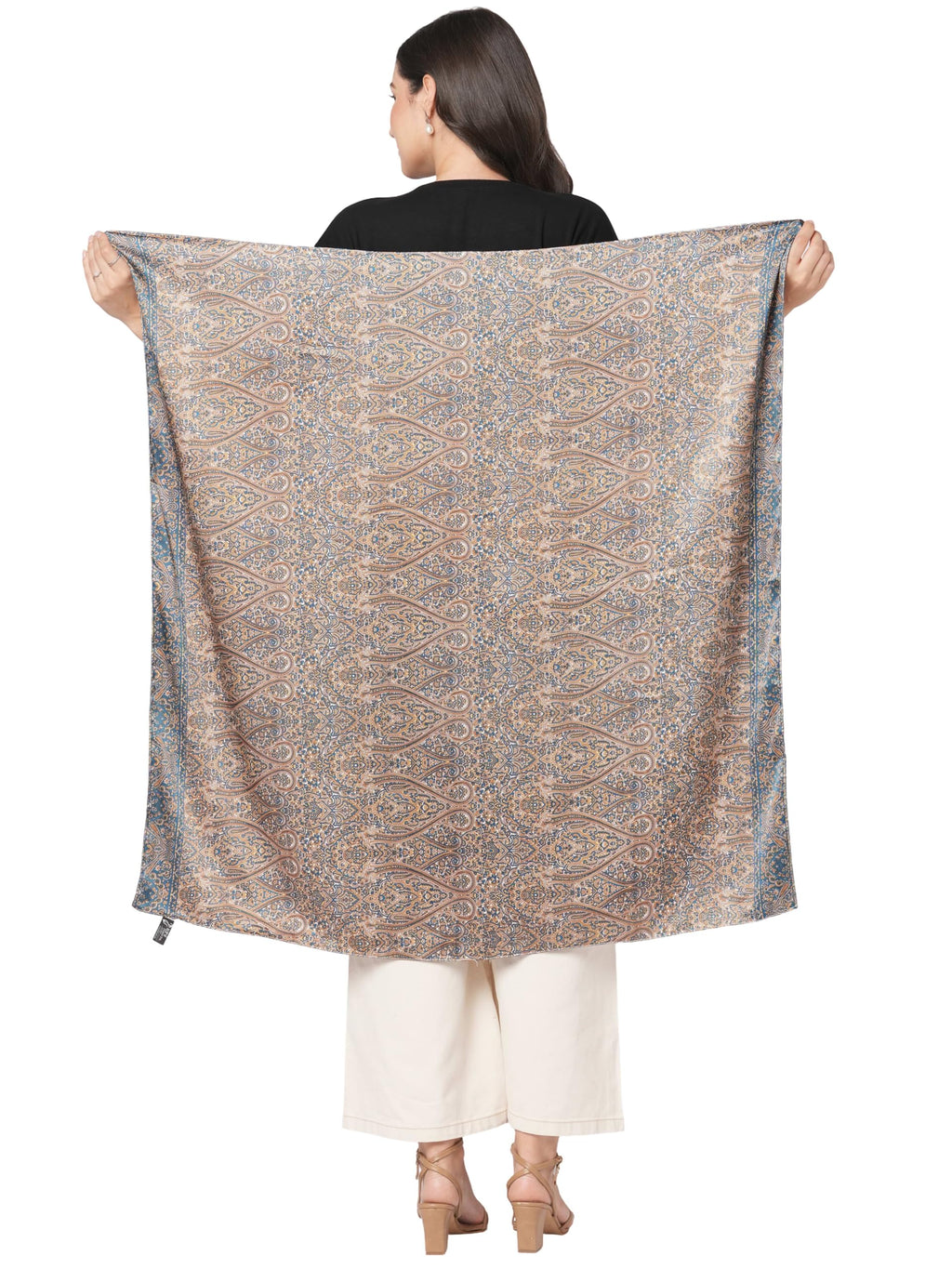 Sahil Fashion Women Luxury Square Scarf – Soft Silk Satin | Stylish Printed | Multi-Way Drape | 100x100 cm