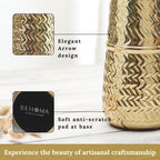 BEHOMA Arrow Engrave Metal Cylindrical Vase for, Golden - 1Pc