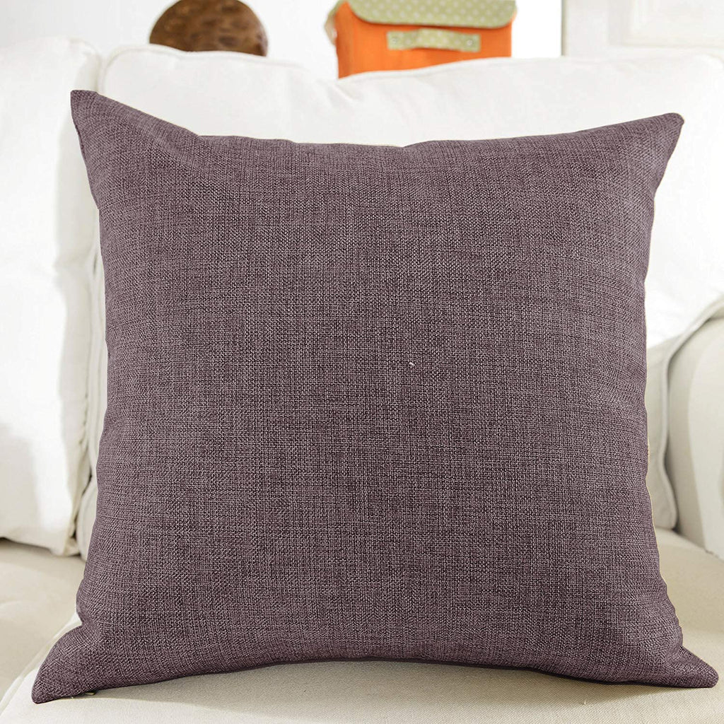 Khooti Decorative Jute Square Cushion Cover Throw Pillow Cover for Living Room Couch Diwan Single Seater Sofa, Modern Boho Medium 14 x 14 Inches / 35 x 35 cm (Colour - Wedge)(Set of 1 piece)
