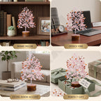 Axilla Natural Rose Quartz Crystal Tree with Wooden Base | Heart Chakra Healing Pink Stone Tree of Life | Feng Shui Romantic Room Decor & Positive Energy Good Luck Gift for Couples