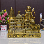 Kridaykraft Metal Shree Ram Mandir Architectural Model Prabu Shri Ram Janam Bhumi Ayodhya Showpiece for Home Decor, Office | Metal Showpiece - 22 X 21 Cm, Gold