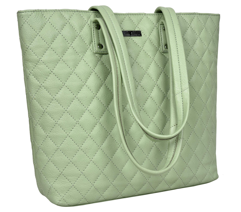 URBAN FOREST Nancy Mint Green Quilted Leather Handbag for Women