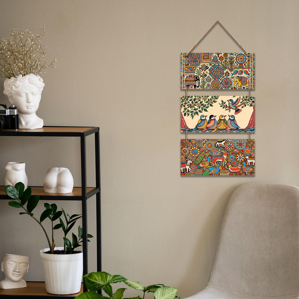 Artvibes Traditional Indian Folk Art Wooden Art Decoration Item for Home | Modern Decoration Items | Living Room | Bedroom | Office | Artwork | Wall Poster | Handcrafted | Gift Items (WH_9449N)