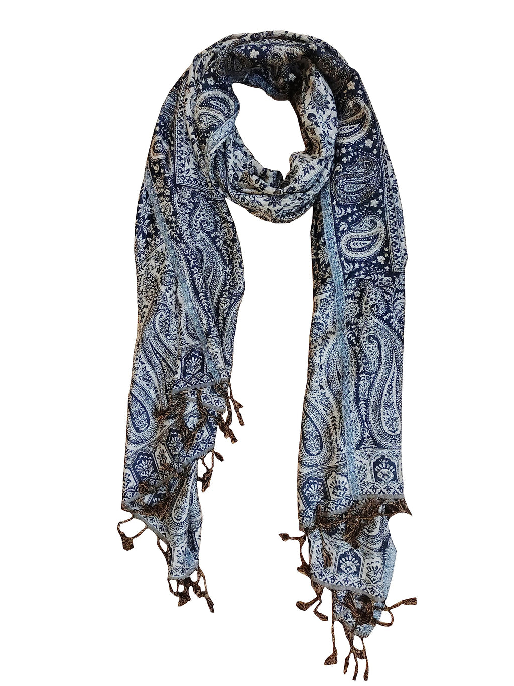 Rastogi Handicraft Large Pashmina Shawls & Wraps for Women Extra Soft Cashmere Feel Throw Womens Size 82 X 28 Inches, Brown Carry Design-2, 82 X 28 Inches