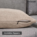 Encasa XO Corduroy Cushion Covers, Boho Pillow Covers, No Inserts Grey