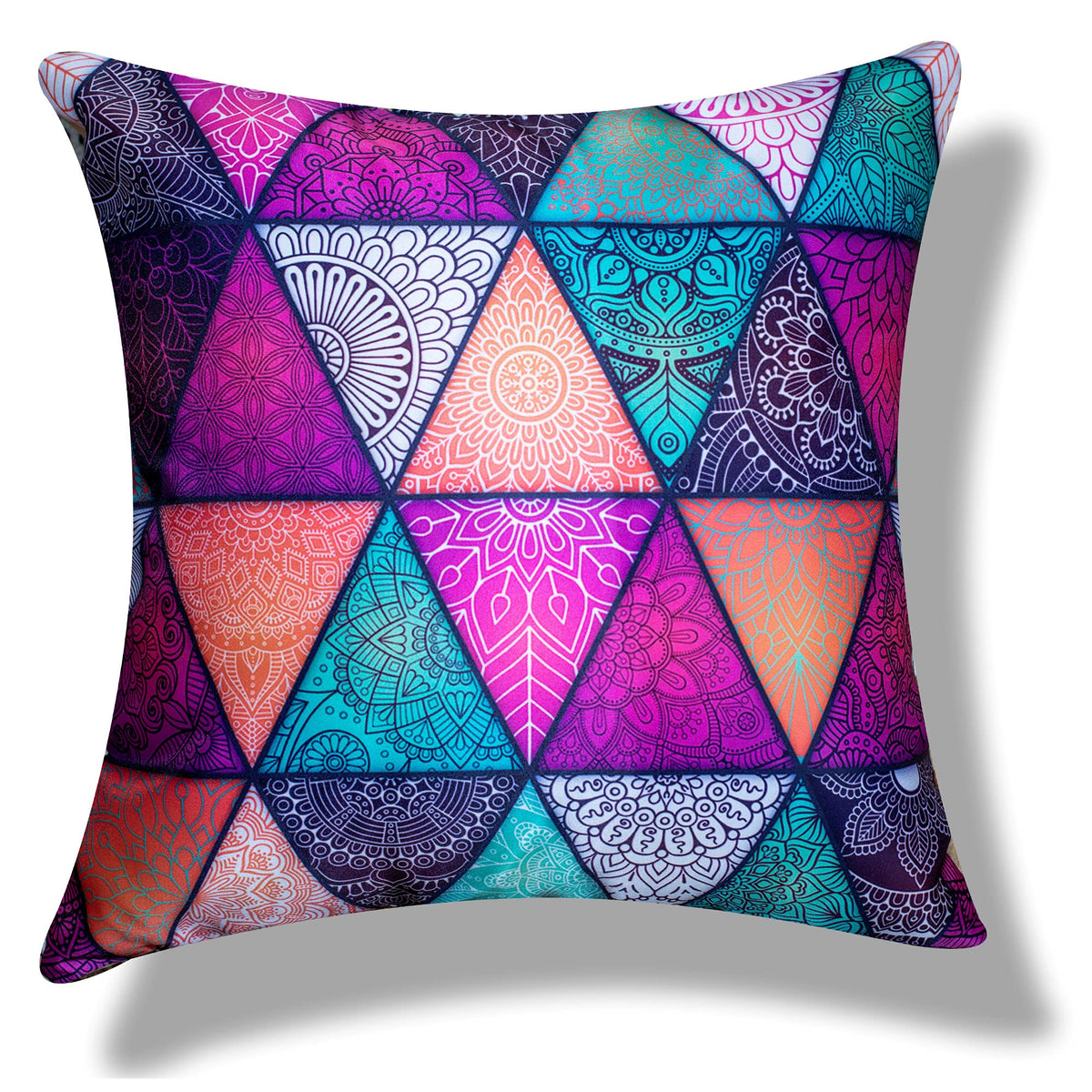 Vendola Merhaba Microfiber Satin 250TC Cushion Pillow Covers, Multicolor, Set of 5(Ishil, 16x16 Inches)