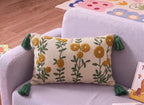 Furnistitchs Boho Rectangle Cushion Cover 12x20 inches | Handmade Decorative Throw Pillow Case | Bohemian Home Decor Sofa Bed Cushion Cover Living Room Bedroom (2, Mustard Seeds, 12x20 inches)