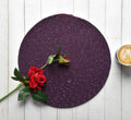 LaVichitra Braided Cotton Placemats 33 Cm Round - Dining Table, Bed Side/Centre Table/Shelves - Purple - 6 Piece Kafalo