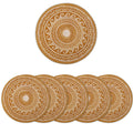 Encasa XO Dining Table Mats, Round Ribbed Cotton, Heat Resistant Mustard Kafalo