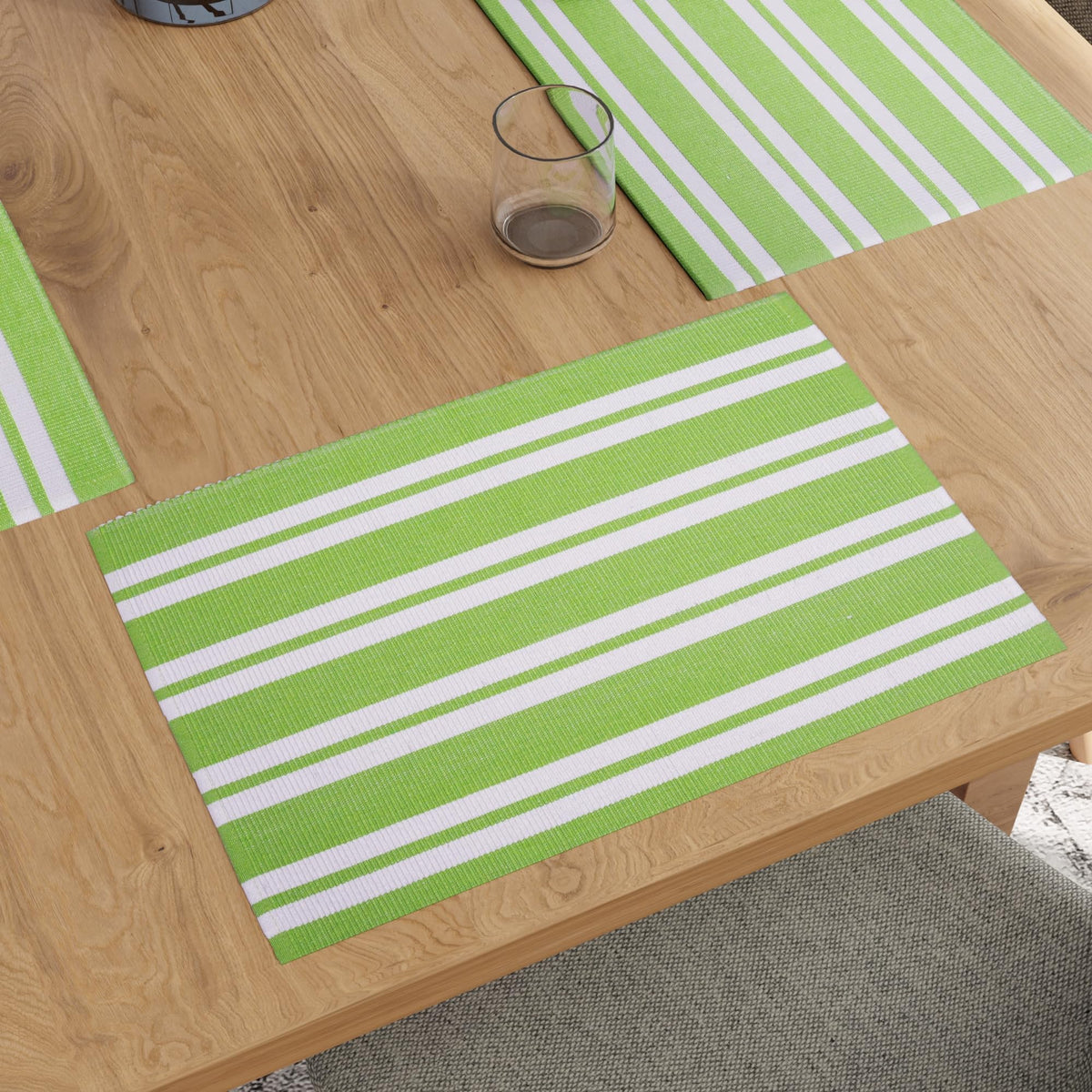 Encasa XO Dining Table Placemats, Ribbed Cotton, Heat Resistant Lime Kafalo