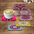 Artvibes Printed MDF Wooden Coasters for Home and Kitchen | Dining Table Decor | Square Coasters | Kitchen Decorative Items | Table Decoration | Home Decor (Set of 6)(Abstract Pattern) TC_2005