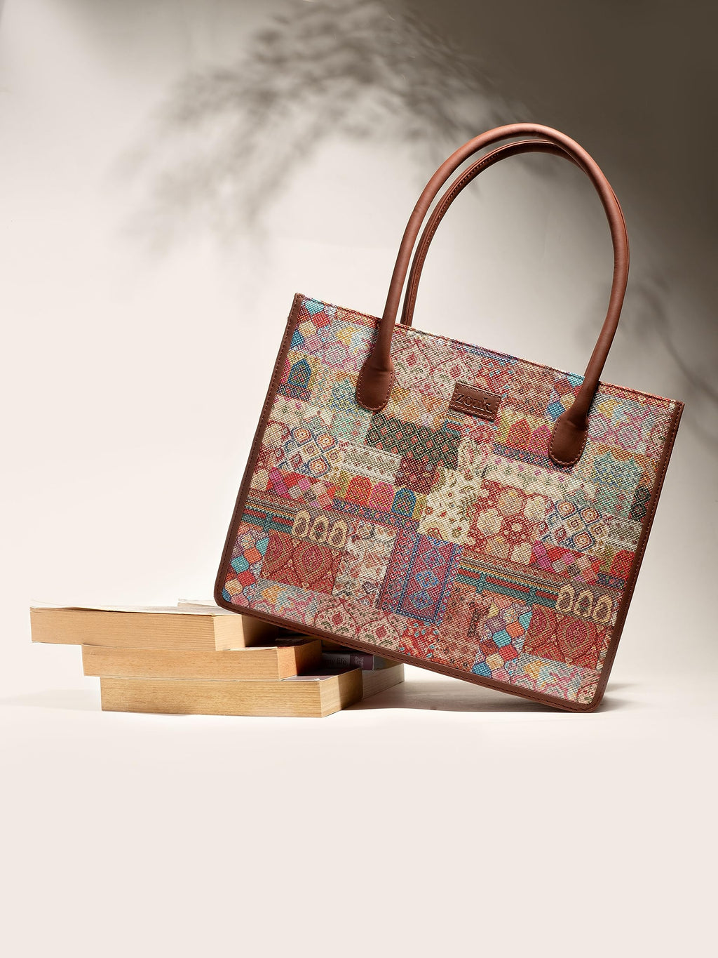 ZOUK Kutch Gamthi Abstract Printed Jute Handcrafted Multicolor Women's Stylish Tote Bags | Tote Handbag| Shoulder bag with double handle