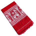 BOVZEN Women's Cotton Design of Horse Knitted Handloom Shawl (Red; 2 L m x 95 W cm)