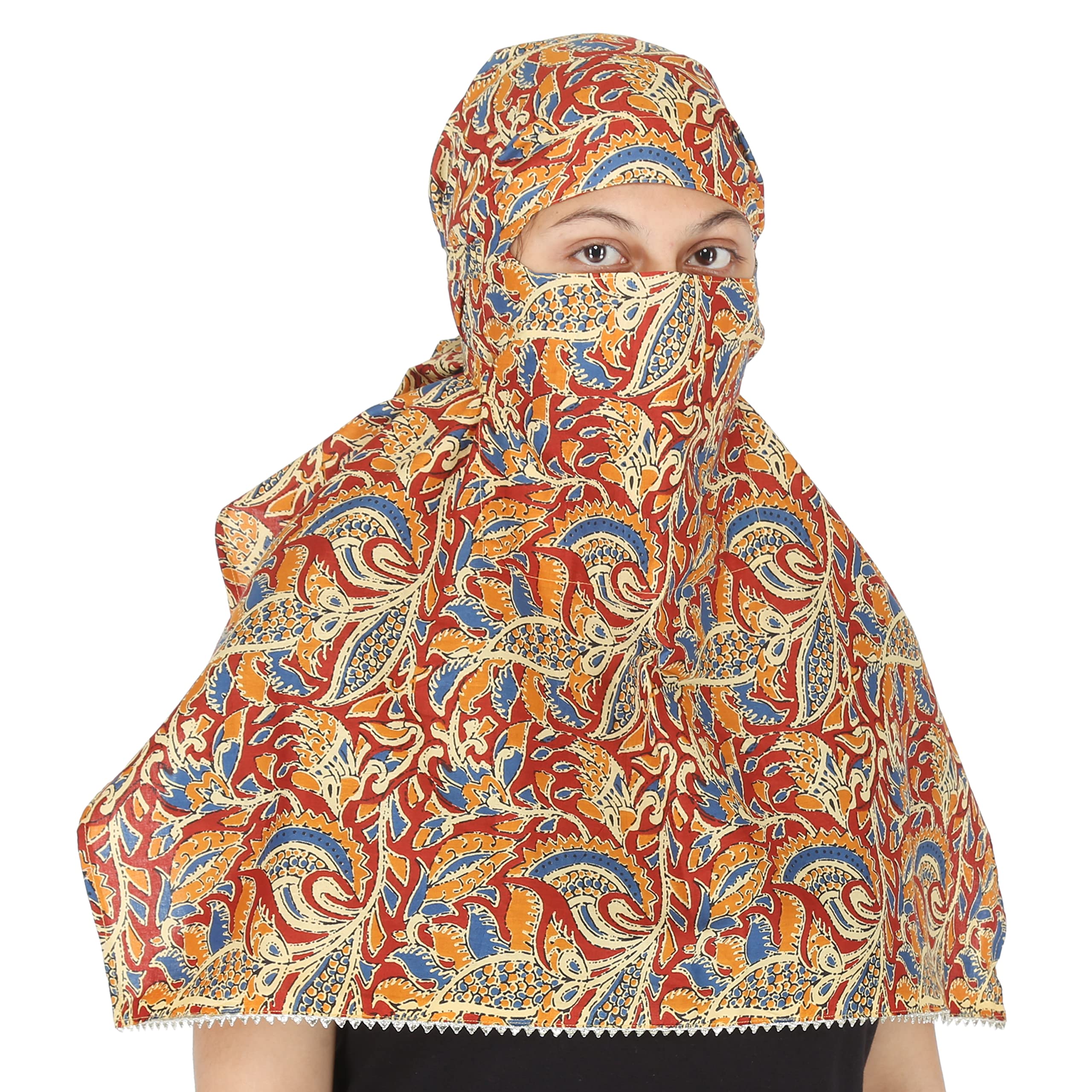 DEEPNYRA - LIVING STYLE Women's and Girl's Rayon Printed Scarf Cum Mask For Working Girls And Women (Light Grey)
