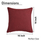 Yellow Weaves Jute Texture 250 TC Cushion Covers, 16 X 16 Inches, Maroon, Set Of 3