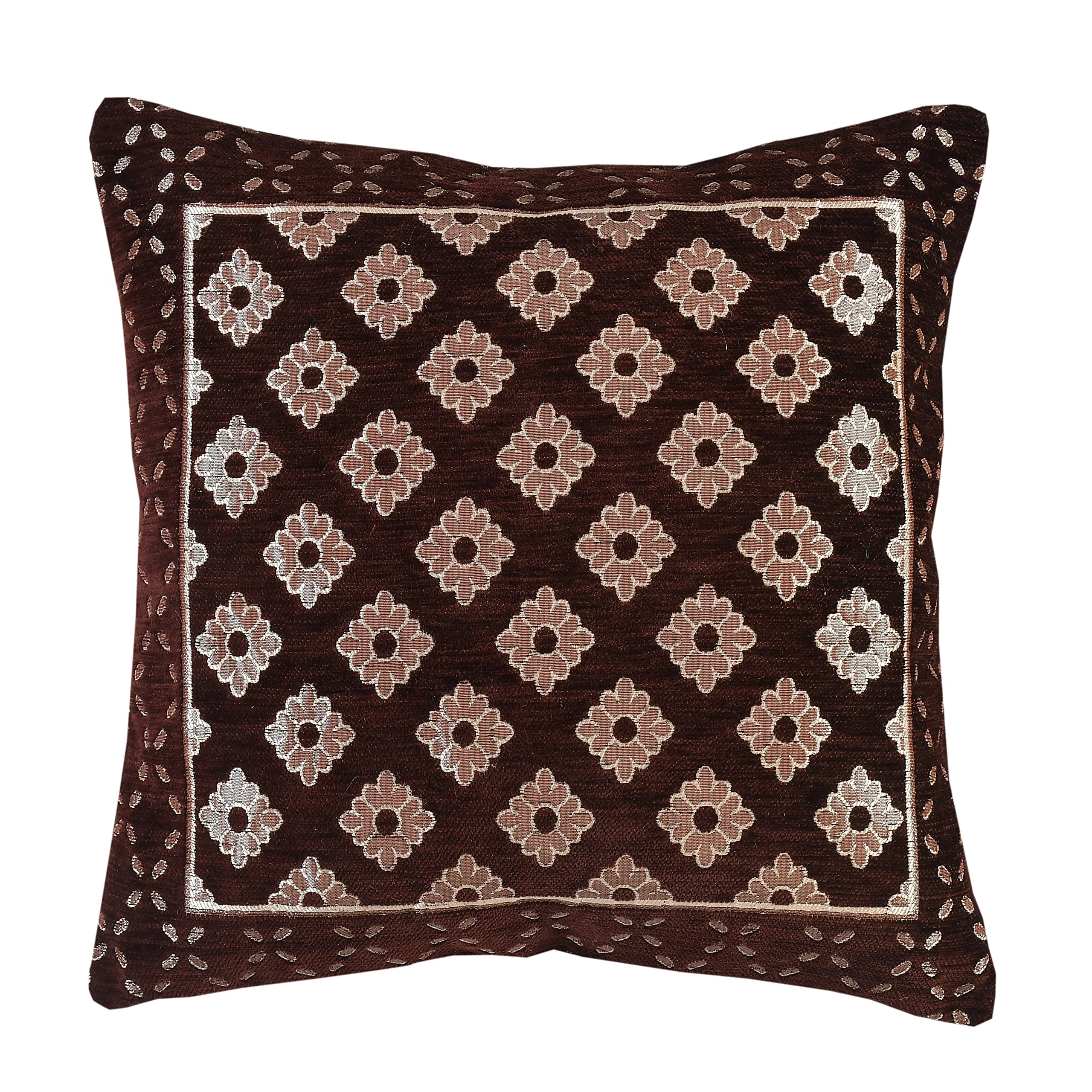 DECOMIZER Jacquard Geomteric Cushion Covers 24 inch x 24 inch Set of 2 Ethnic Motifs Cushion Covers,Design- Diamond,Color- Coffee-240 TC