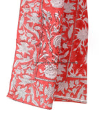 Ravaiyaa - Attitude is everything Hand Block Printed Cotton Long Stole Scarves Hijab Neck Wrap Scarf 71 X 21 Inch (Red White Floral)