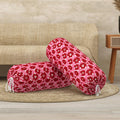 BLOCKS OF INDIA Cotton Hand Block Printed Bolster Cover | Booster Cover with Drawstring | Round Long Pillow Cover for Bed | Dewan Pillow Cover Set 16 X 32 | Set of 2 (RED Flower)