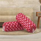 BLOCKS OF INDIA Cotton Hand Block Printed Bolster Cover | Booster Cover with Drawstring | Round Long Pillow Cover for Bed | Dewan Pillow Cover Set 16 X 32 | Set of 2 (RED Flower)