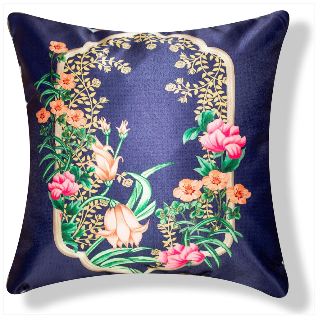 Vendola Decorative Satin Sofa Cushion Covers Set of 5, 24 Inch x 24 Inch, Sofa Pillow Cover, Ethnic Festive, Multicolor, Swan, Rajasthani Design Zipper Closure (Sahliyo Ki Bari 24X24 Inches)