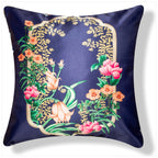 Vendola Decorative Satin Sofa Cushion Covers Set of 5, 24 Inch x 24 Inch, Sofa Pillow Cover, Ethnic Festive, Multicolor, Swan, Rajasthani Design Zipper Closure (Sahliyo Ki Bari 24X24 Inches)