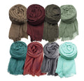 ICW Women'S Premium Wrinkle Ironless Crinkled Cotton Hemp Summer Scarf Stoles Shawl for Female Head Scarves For Girls (PACK OF 8), Assorted