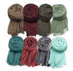 ICW Women'S Premium Wrinkle Ironless Crinkled Cotton Hemp Summer Scarf Stoles Shawl for Female Head Scarves For Girls (PACK OF 8), Assorted