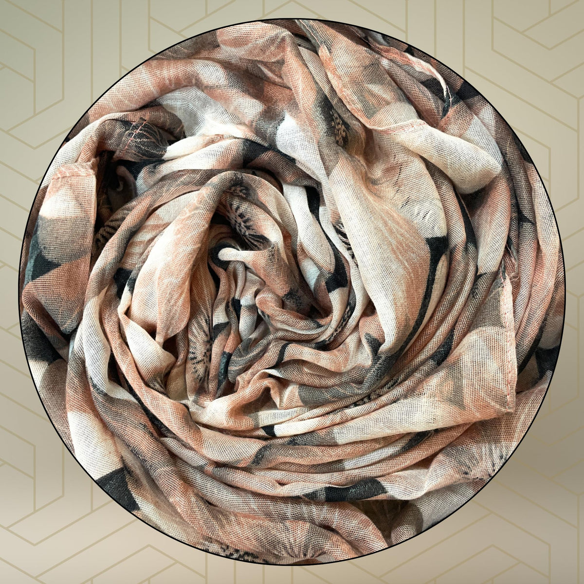 FAHABO Digital Print Mal Mal Cotton Scarf for Women – Soft, Lightweight Hijab & Stole with Tassels | Head/Neck Wrap Size: 71 L x 33 W (Peach Puff)