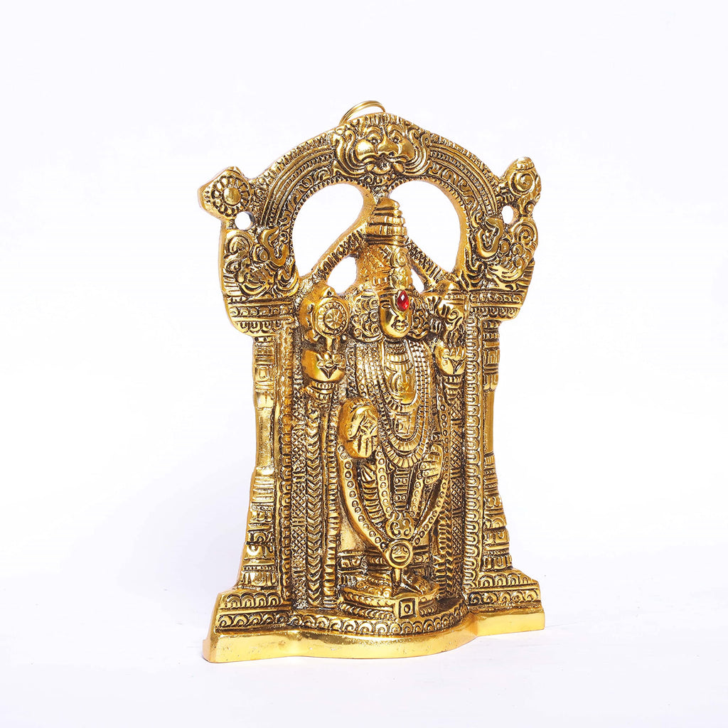 Prince Home Decor & Gifts Metal Sri Venkateswara Idol, 4cm x 24 cm x 17 cm, Golden