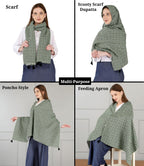 Switchon Rayon Nursing Cover for Breastfeeding Multi Use Poncho Style Scarf with Buttons, Feeding Apron Breathable for Pre & Post Pregnancy free size (72inch x 22inch) (Green_Black)