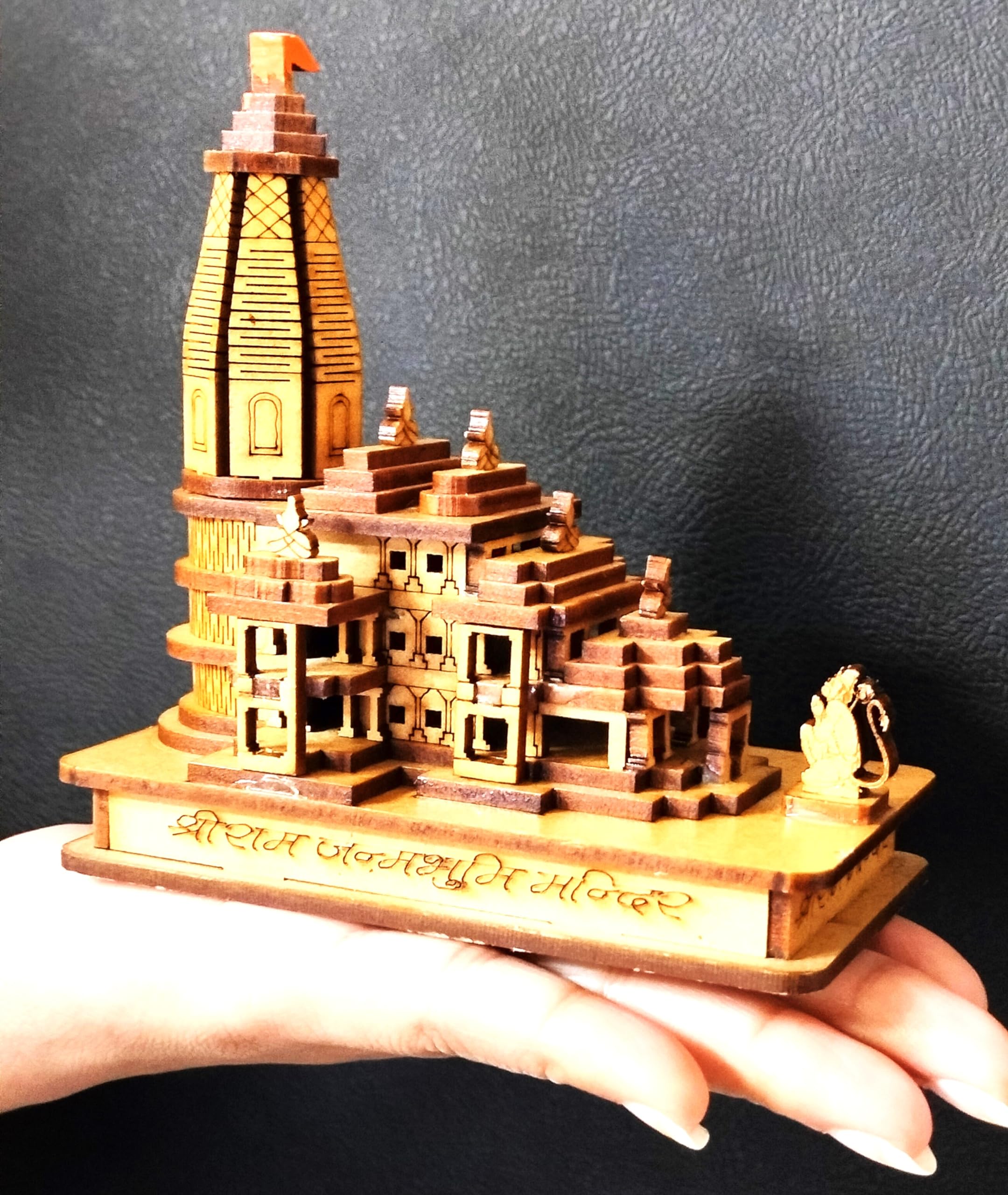 HaridwarDivine Light Weight Shri Ram Mandir Ayodhya 3D Model Wooden Hand Carved Temple