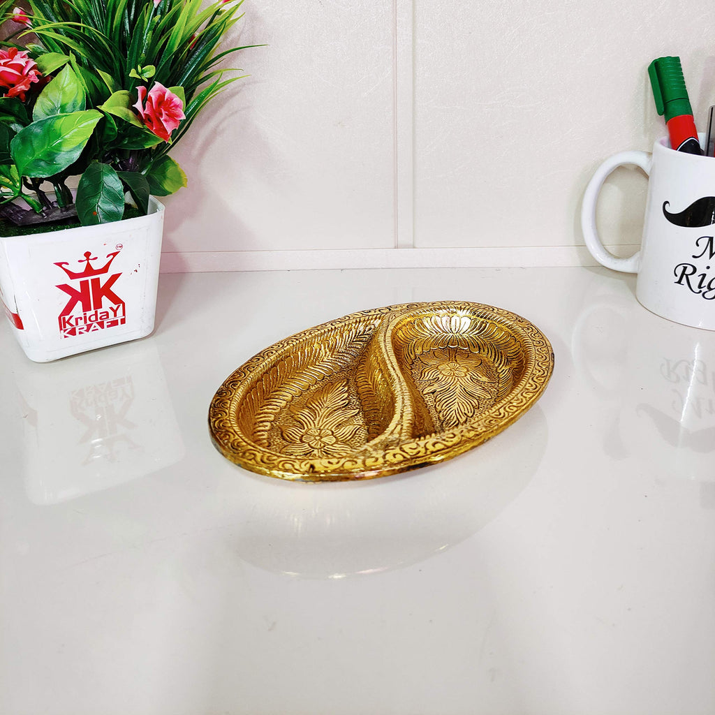 KridayKraft Metal Decorative Tray for Tableware,Dry Fruit Tray,Saunf Supari Candy,Dry Fruit and Sweets Serving Tray in Traditional Design Metal for Table Showpiece Decorative,Mouth Freshner Tray...