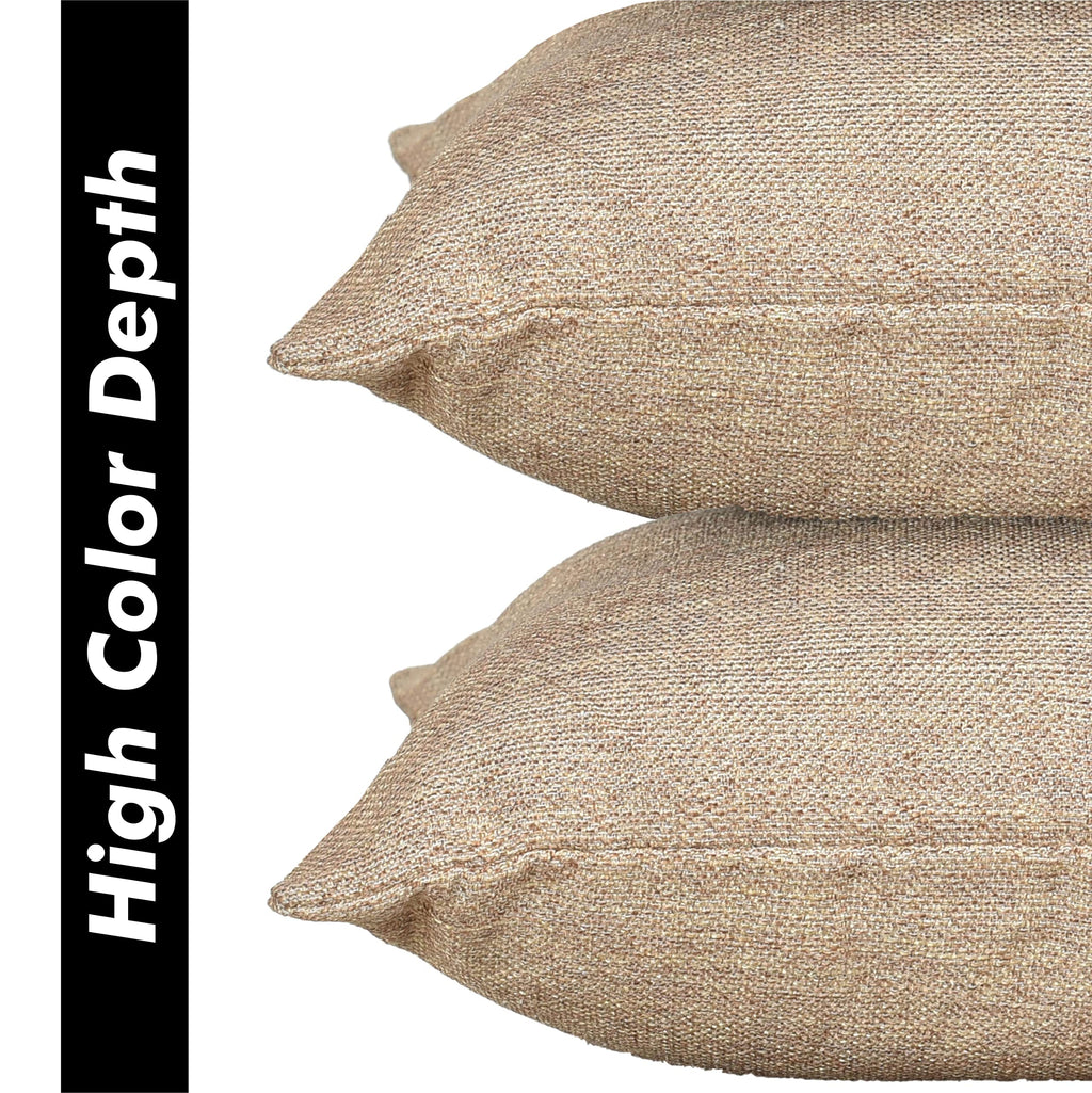 Yellow Weaves Jute Texture Cushion Covers, 12 X 12 Inches, Beige, Set Of 2, 250 TC