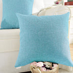 Khooti Decorative Jute Square Pillow Cover, Modern Boho, Teal Green, 40 x 40 Inches / 100 x 100 cm, | Set of 1, Living Room, Office, Festivals
