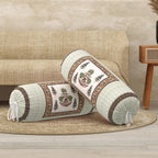 BLOCKS OF INDIA Cotton Hand Block Printed Bolster Cover | Booster Cover with Drawstring | Round Long Pillow Cover for Bed | Dewan Pillow Cover Set 16 X 32 | Set of 2 (Color 26)
