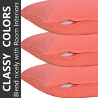 Yellow Weaves Cotton 250 TC Canvas Decorative Cushion Covers, (24 X 24 Inches) Set Of 5, Peach