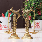 Kridaykraft Parrot Design Metal Hanging with Chain Diya Pair of Parrot Design Bird Diya Deepak Oil Lamp Metal Gold Finish