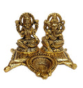 Prince Home Decor & Gifts White Metal Gold Plated Laxmi Ganesh Chocki Diya God Idol