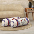 BLOCKS OF INDIA Cotton Hand Block Printed Bolster Cover | Booster Cover with Drawstring | Round Long Pillow Cover for Bed | Dewan Pillow Cover Set 16 X 32 | Set of 2 (Maroon Star)