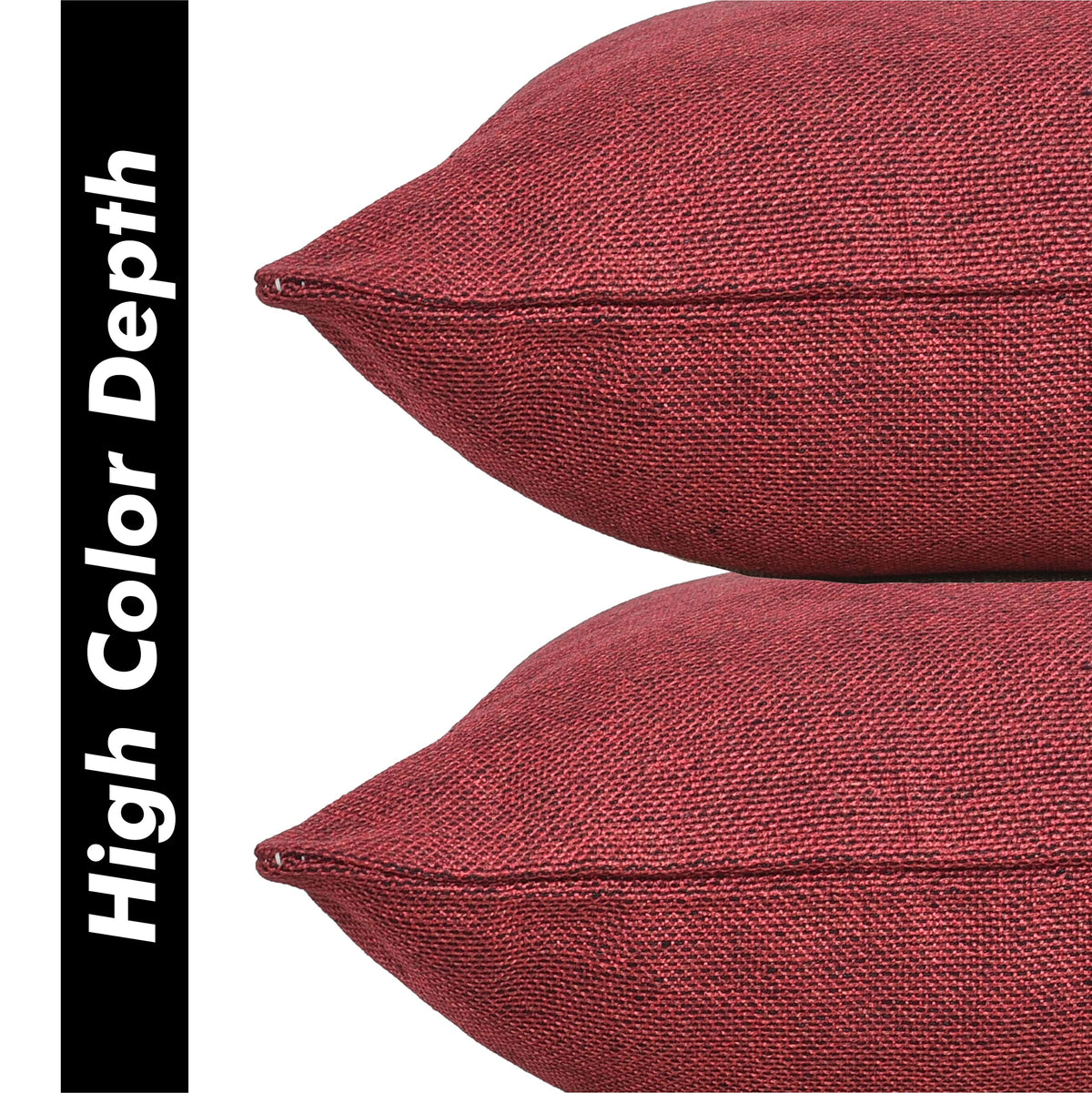 Yellow Weaves Jute Texture 250 TC Cushion Covers, 12 X 12 Inches, Maroon, Set Of 2