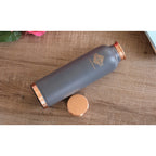 INDIAN ART VILLA Copper Water Bottle Lacquer Coated Silk Finish Leak Proof Ergonomic Design Bottle in Gray Color, 900 ML - Pack of 1