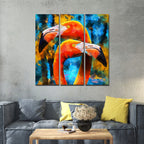 VIBECRAFTS 3 Pieces Beautiful Flamingo Canvas Wall Painting Fitted With Wooden Frame For Home | Office | Living Room | Gifts (PTVC3Pcs1_9530)